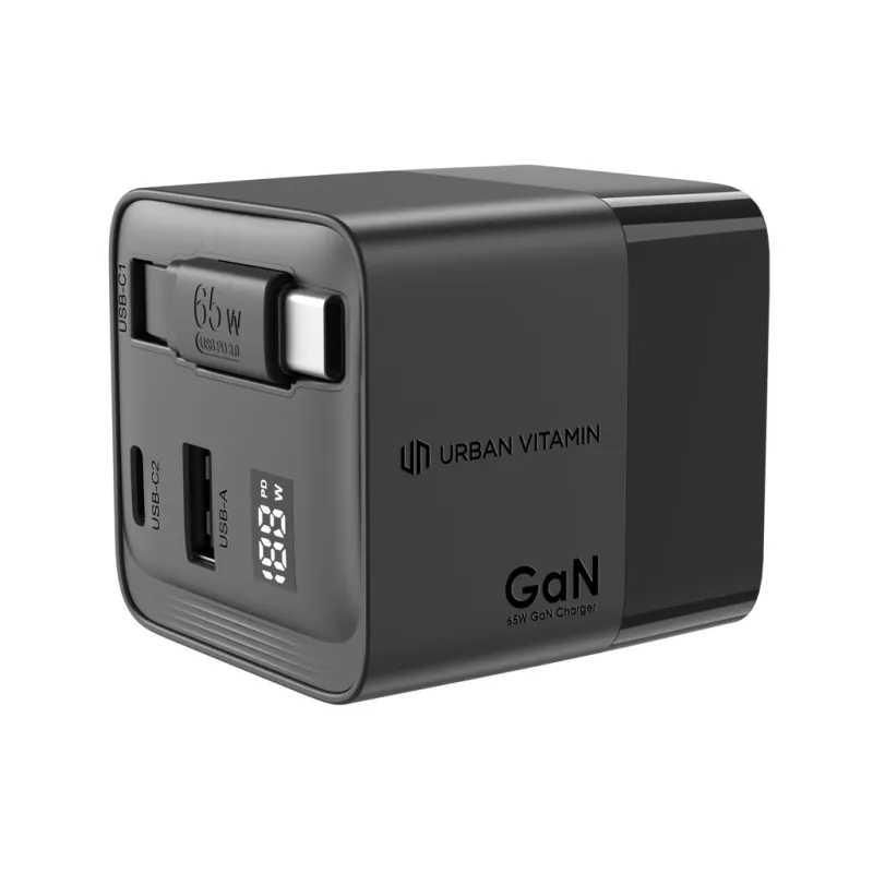 Urban Vitamin Mendocino 65W GaN charger retractable cable