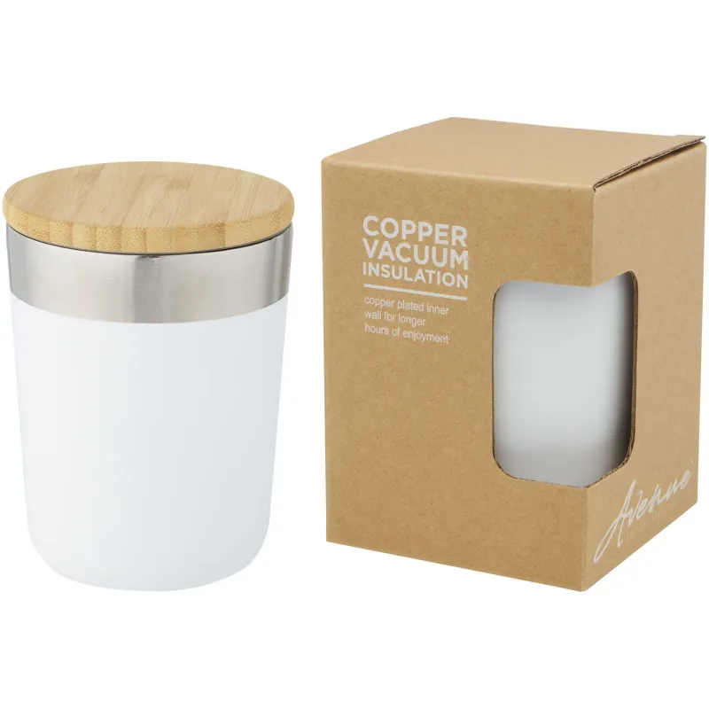 Lagan 330 ml copper vacuum insulated stainless steel tumbler with bamboo lid