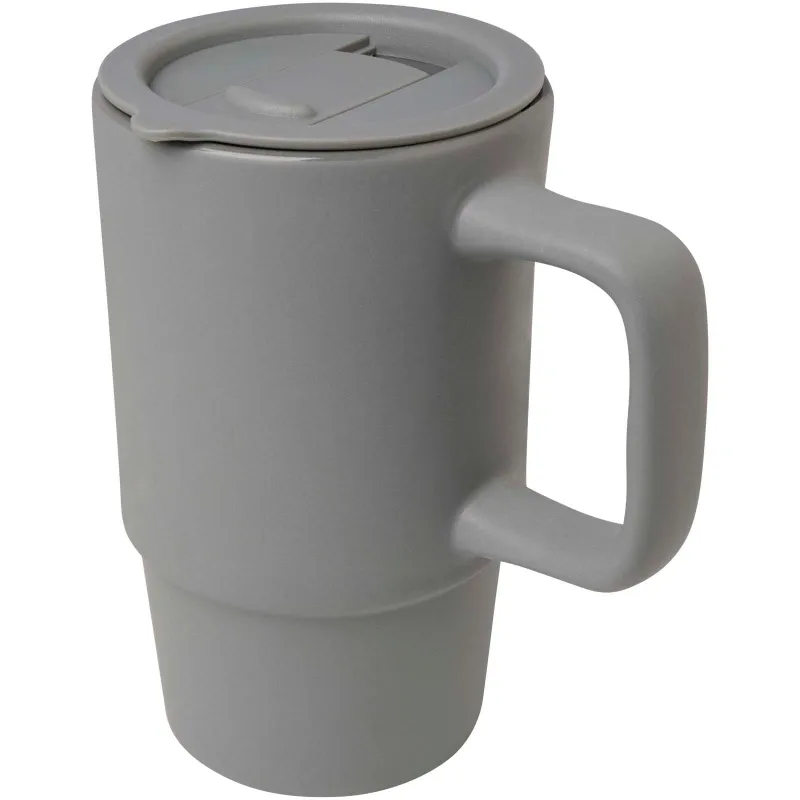 Carter 450 ml ceramic mug with plastic lid