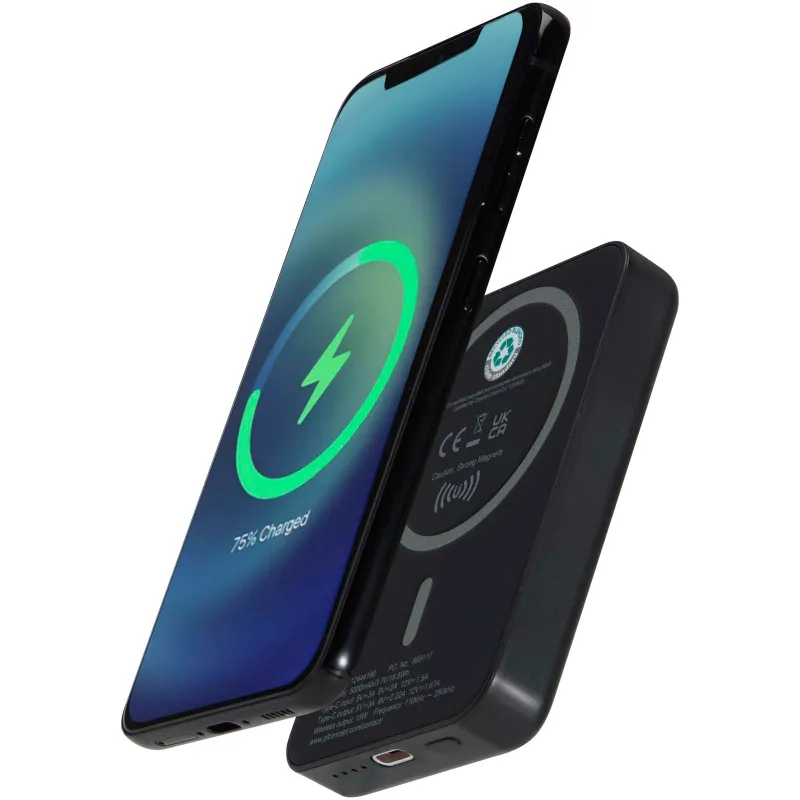 Acrab 5000 mAh 15W magnetic wireless power bank with 20W PD - made from recycled plastic