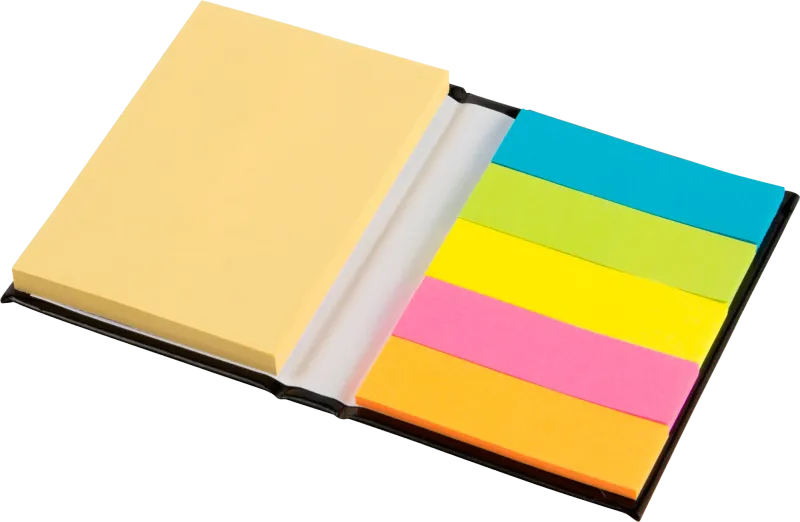 Notebook with sticky notes