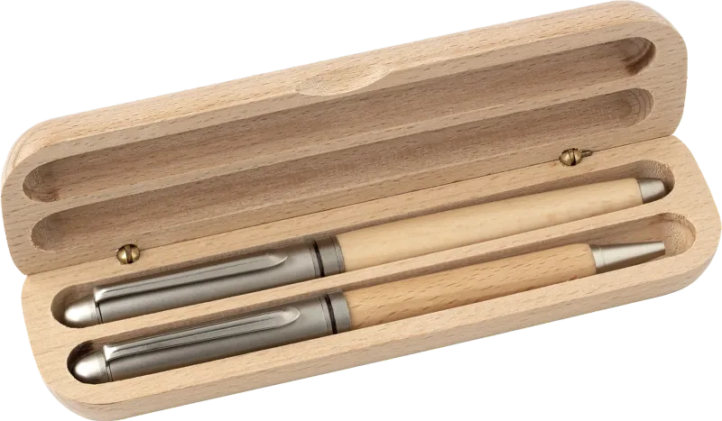 Beech wood writing set