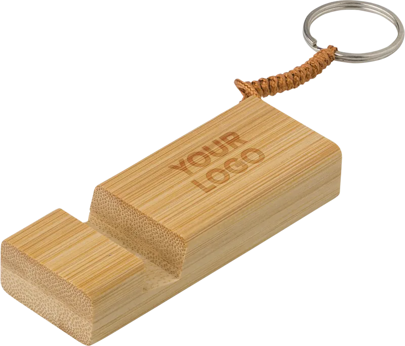 Bamboo phone stand keyring