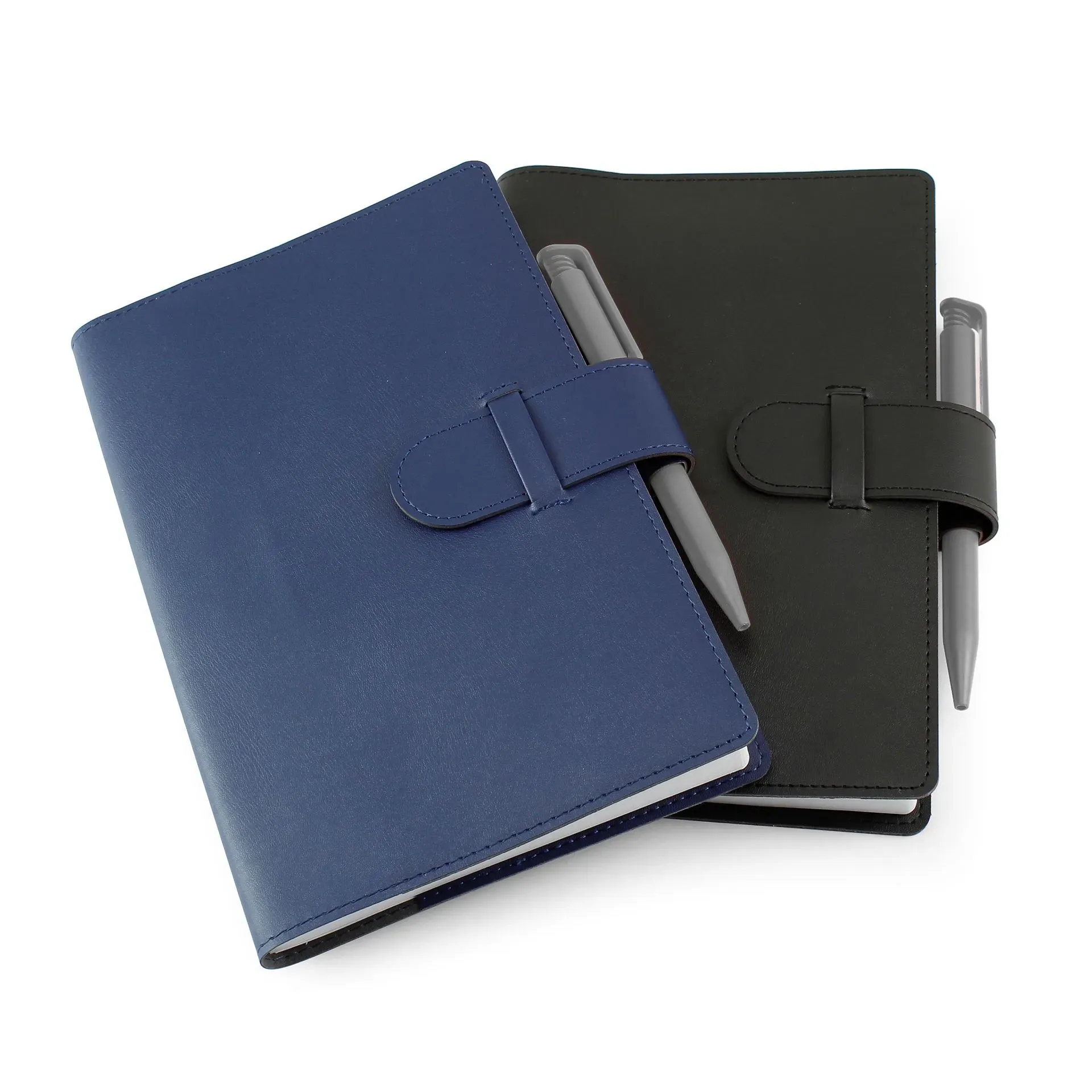 Book Jacket with Strap in Black Porto with replaceable lined inner book.