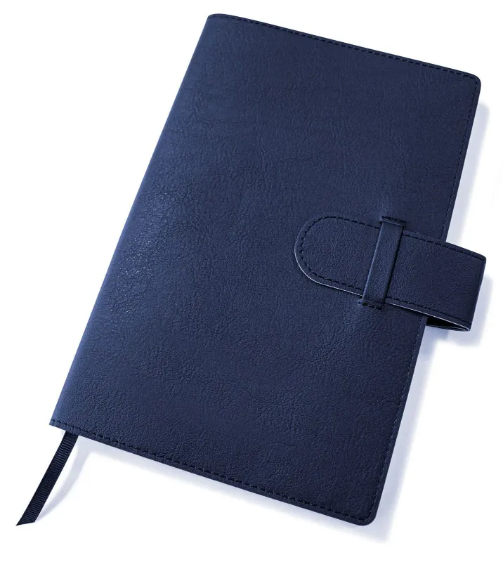 Book Jacket with Strap in Black Porto with replaceable lined inner book.