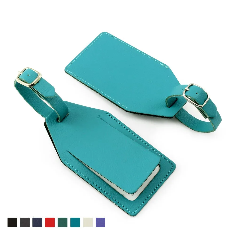 Recycled ELeather Angled Luggage Tag with security flap