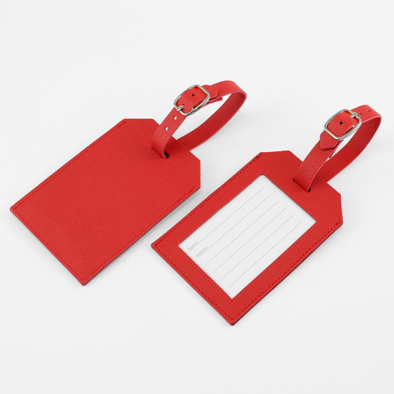 Recycled ELeather Rectangular Luggage Tag with clear window