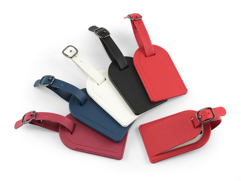 Small Luggage Tag with Security Flap, in recycled Como, a quality vegan PU.