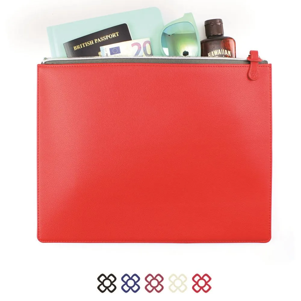 Colours Large Zipped Pouch in recycled Como, a quality vegan PU.