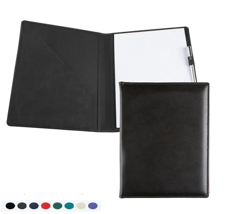 A4 Conference Folder with co ordinating Leather Interior Pockets Recycled Environmentally friendly Eleather, in a choice of 8 colours.