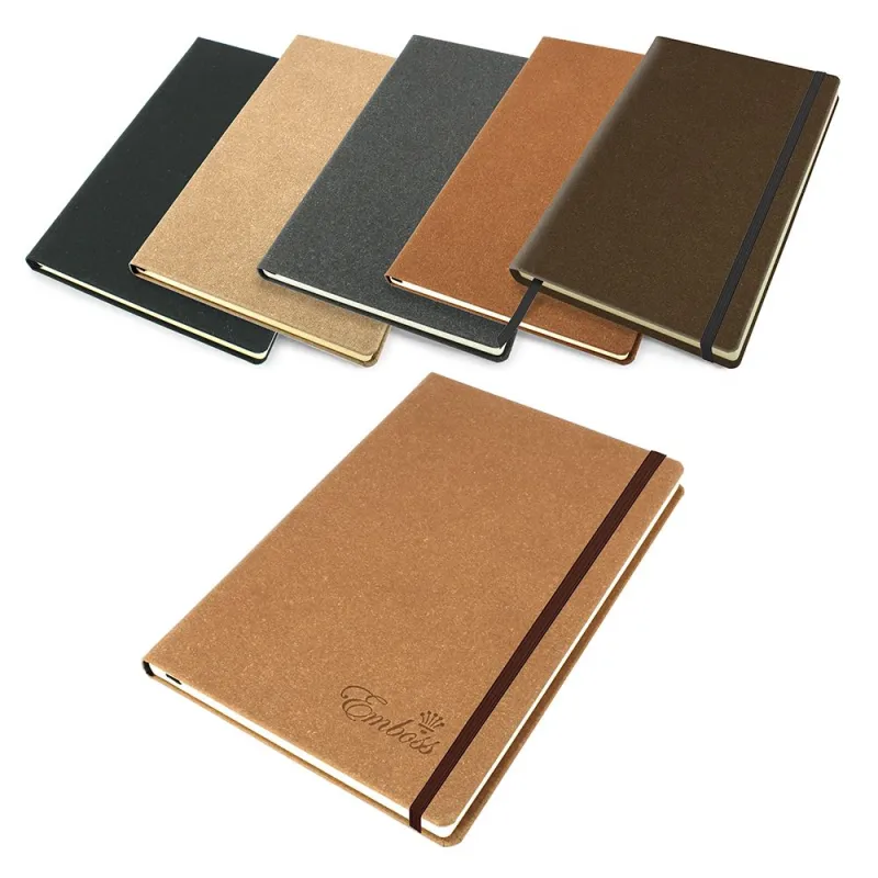 Palma Natural Recycled Leather A5 Casebound Notebook with Elastic Strap in 5 colours