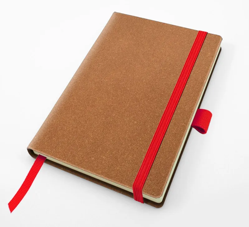 Palma Natural Recycled Leather Pocket Casebound Notebook with Elastic Strap & Pen Loop in a choice of 5 colours