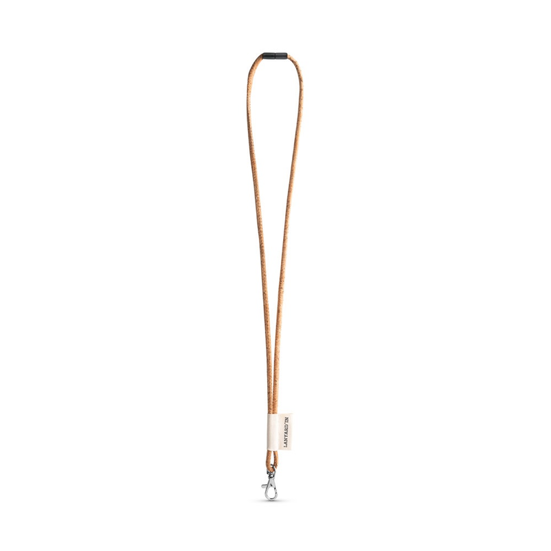 75096. SET Lanyard CORK Long (Ø 5 mm) with Hook Trigger Snap 9 mm and safety lock Ø 5 mm