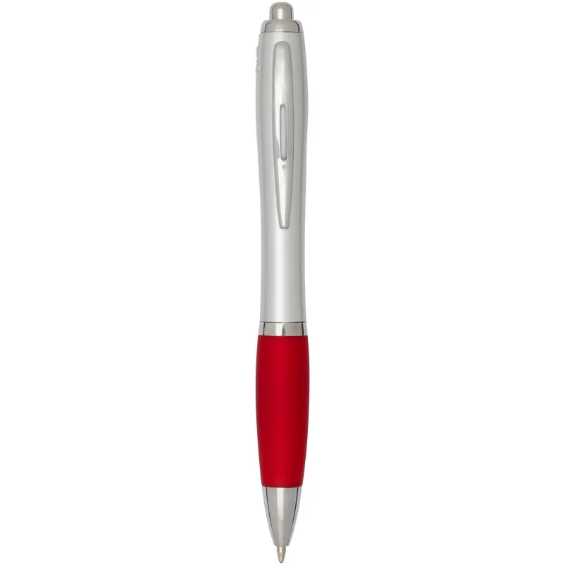 Nash RCS recycled plastic ballpoint pen with silver barrel and coloured grip (black ink)