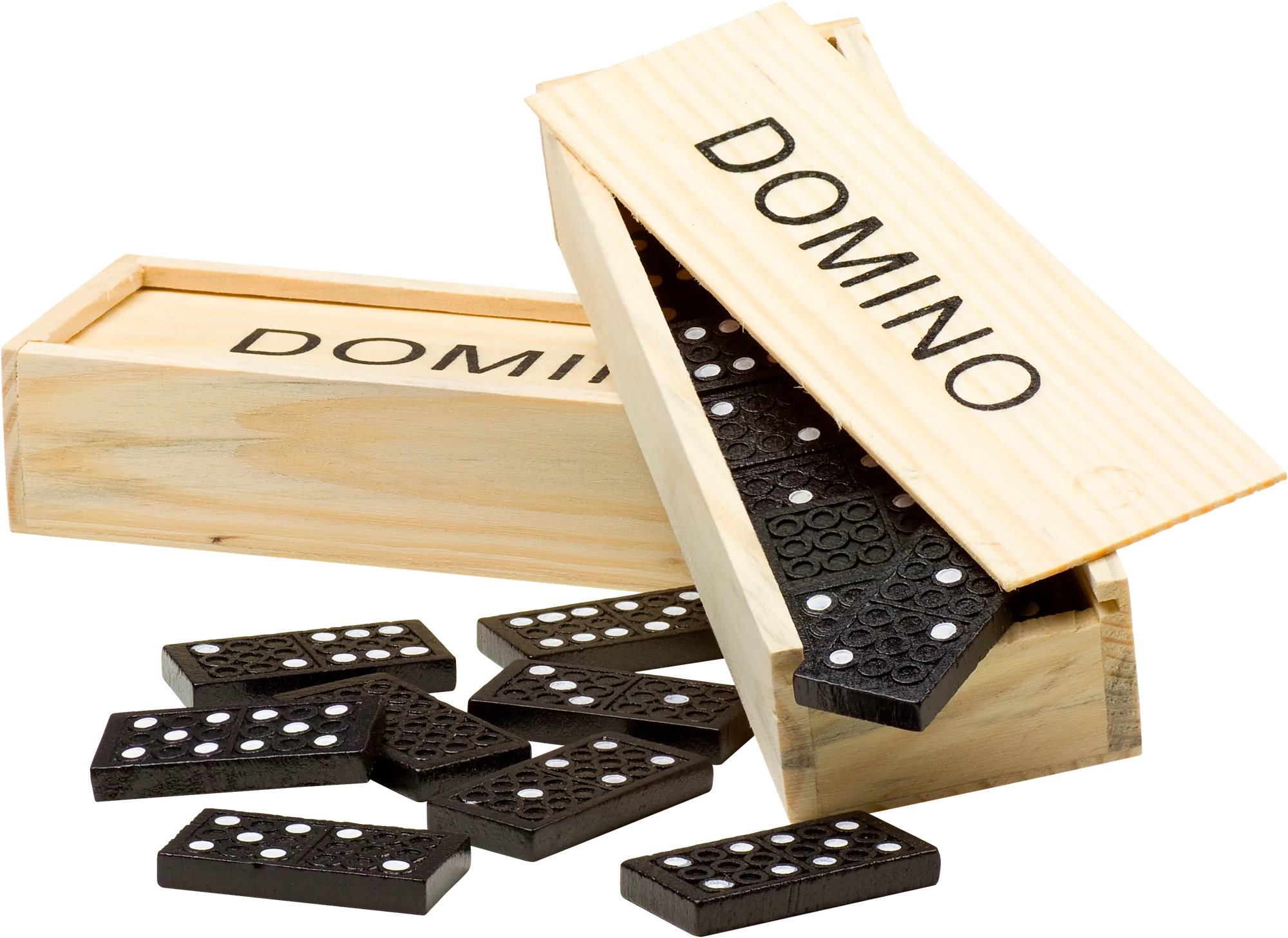 Wooden box with domino game