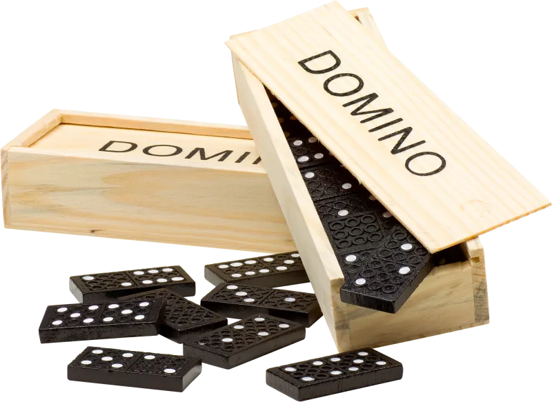 Wooden box with domino game