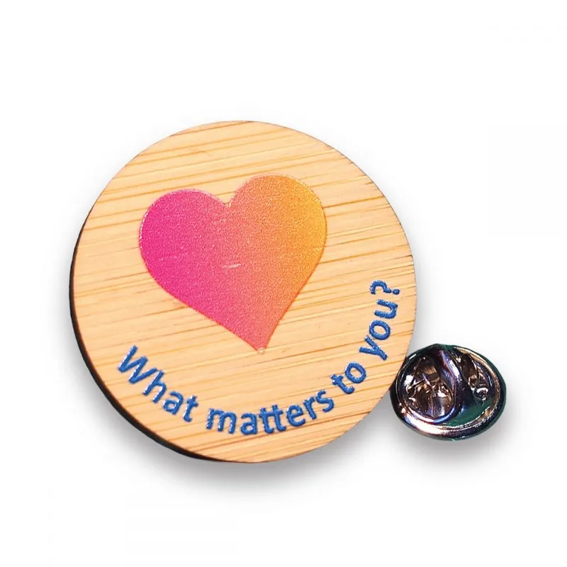 Printed Bamboo Clutch Pin Badge (UK Made: Bespoke 25mm)