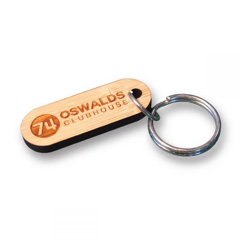Engraved Bamboo Keyring (UK Made: Bespoke 50mm)