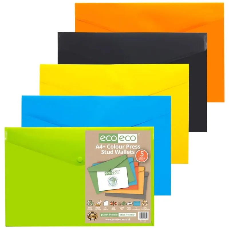 Eco-Eco A4+ 50% Recycled Press Stud Wallet (UK Stock)