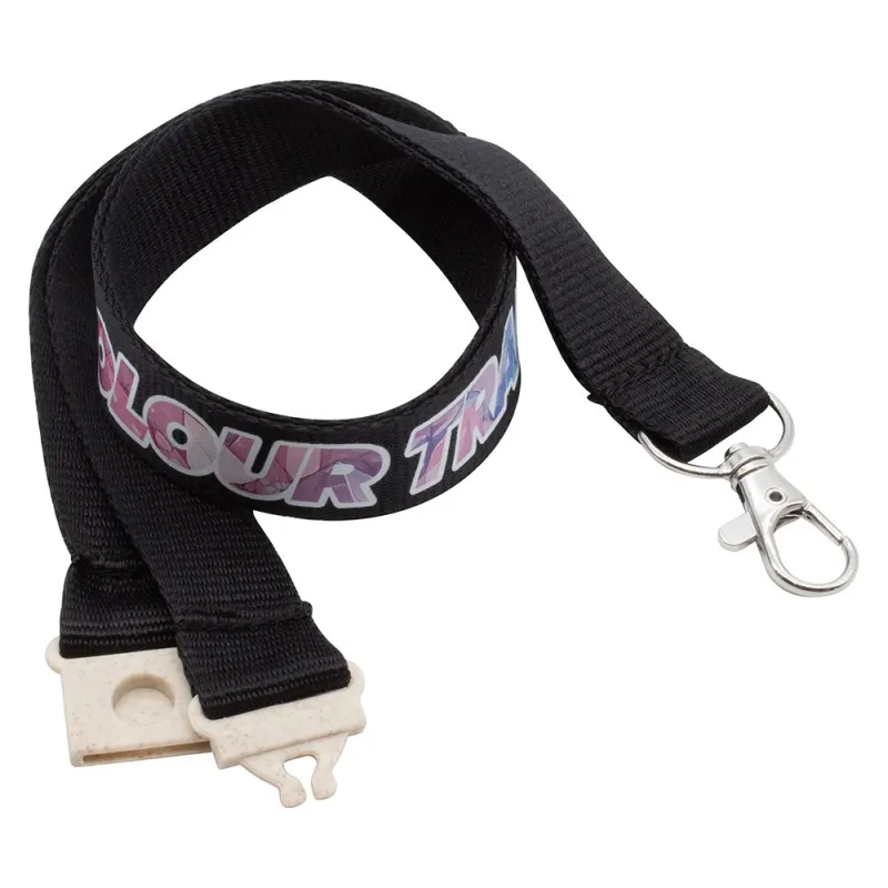 20mm Flat Recycled PET Lanyard in Black (UK Stock)