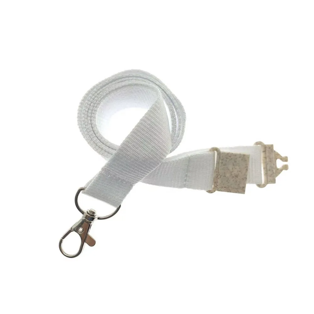 20mm Flat Recycled PET Lanyard in White (UK Stock)