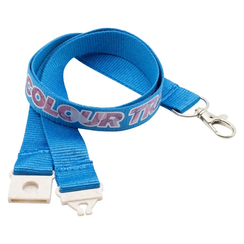20mm Flat Recycled PET Lanyard in Blue PMS 2196 (UK Stock)