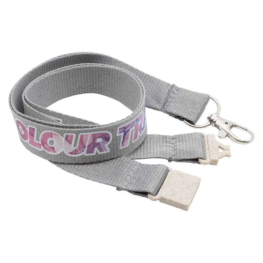 20mm Flat Recycled PET Lanyard in Cool Grey PMS 7 (UK Stock)