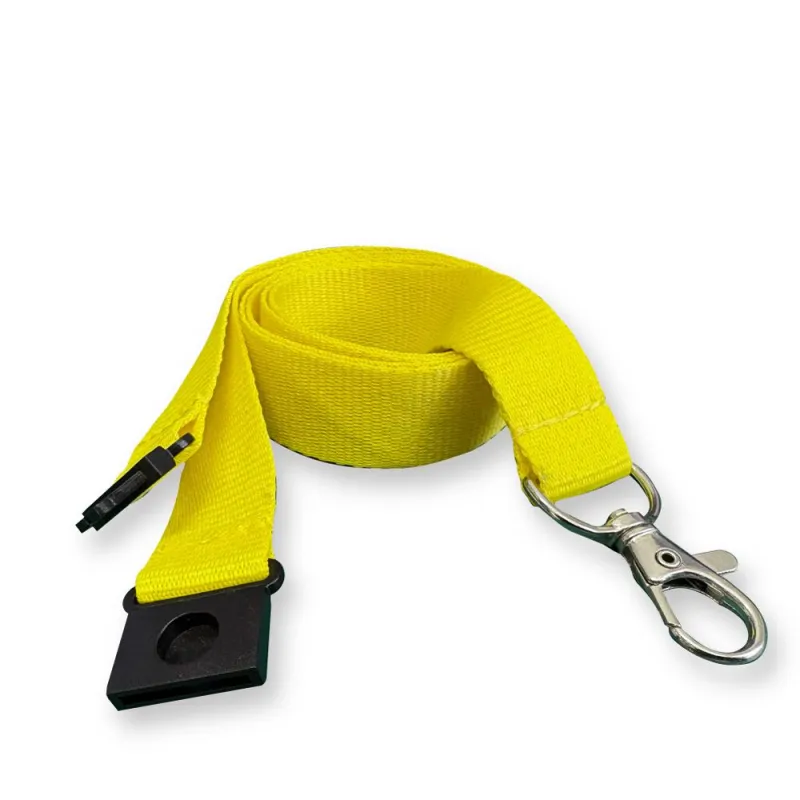 20mm Flat Recycled PET Lanyard in Yellow PMS 109 (UK Stock)