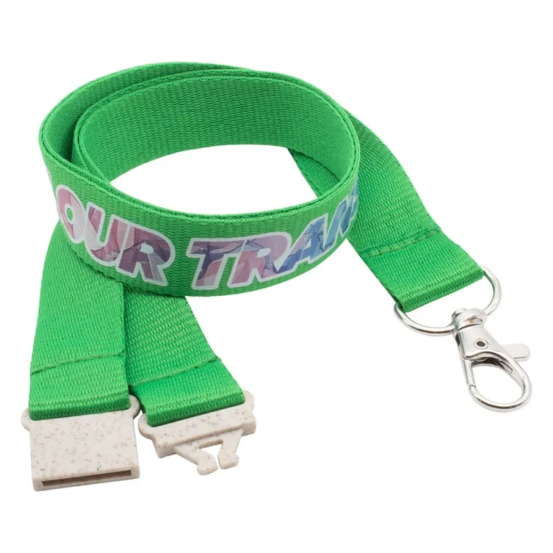 20mm Flat Recycled PET Lanyard in Green PMS 355 (UK Stock)