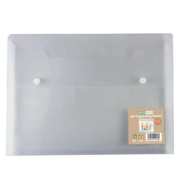 Eco-Eco A4 100% Recycled Single Pocket Clear Expanding File (UK Stock)