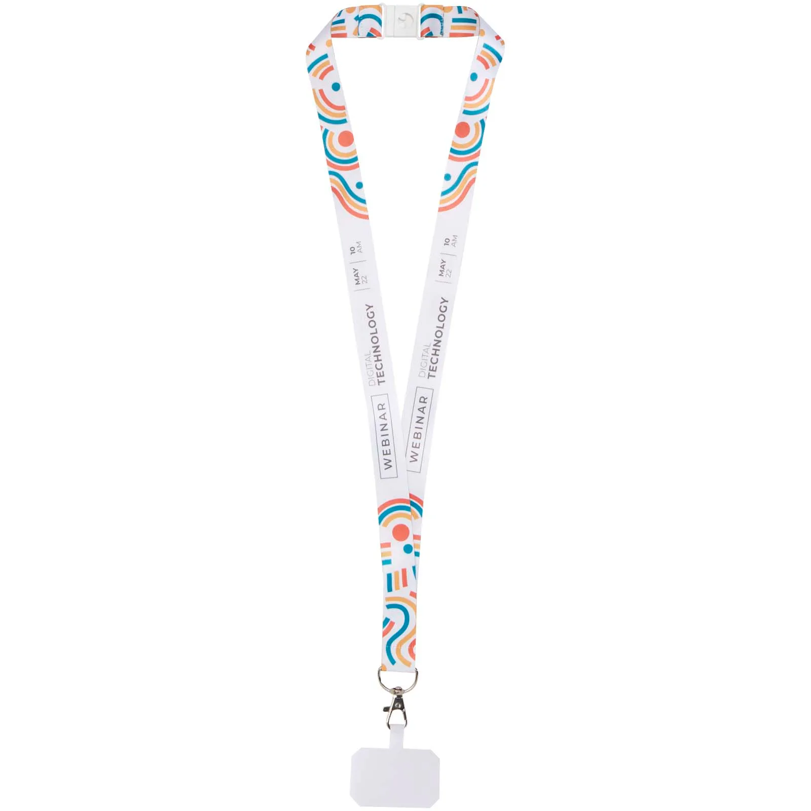 Addie sublimation RPET lanyard with phone holder and safety breakaway