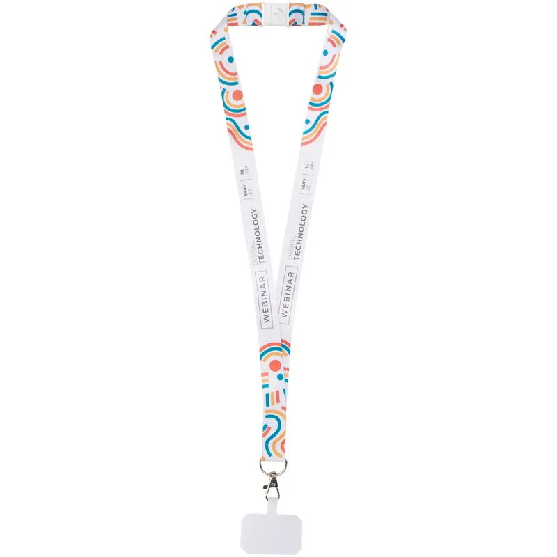 Addie sublimation RPET lanyard with phone holder and safety breakaway