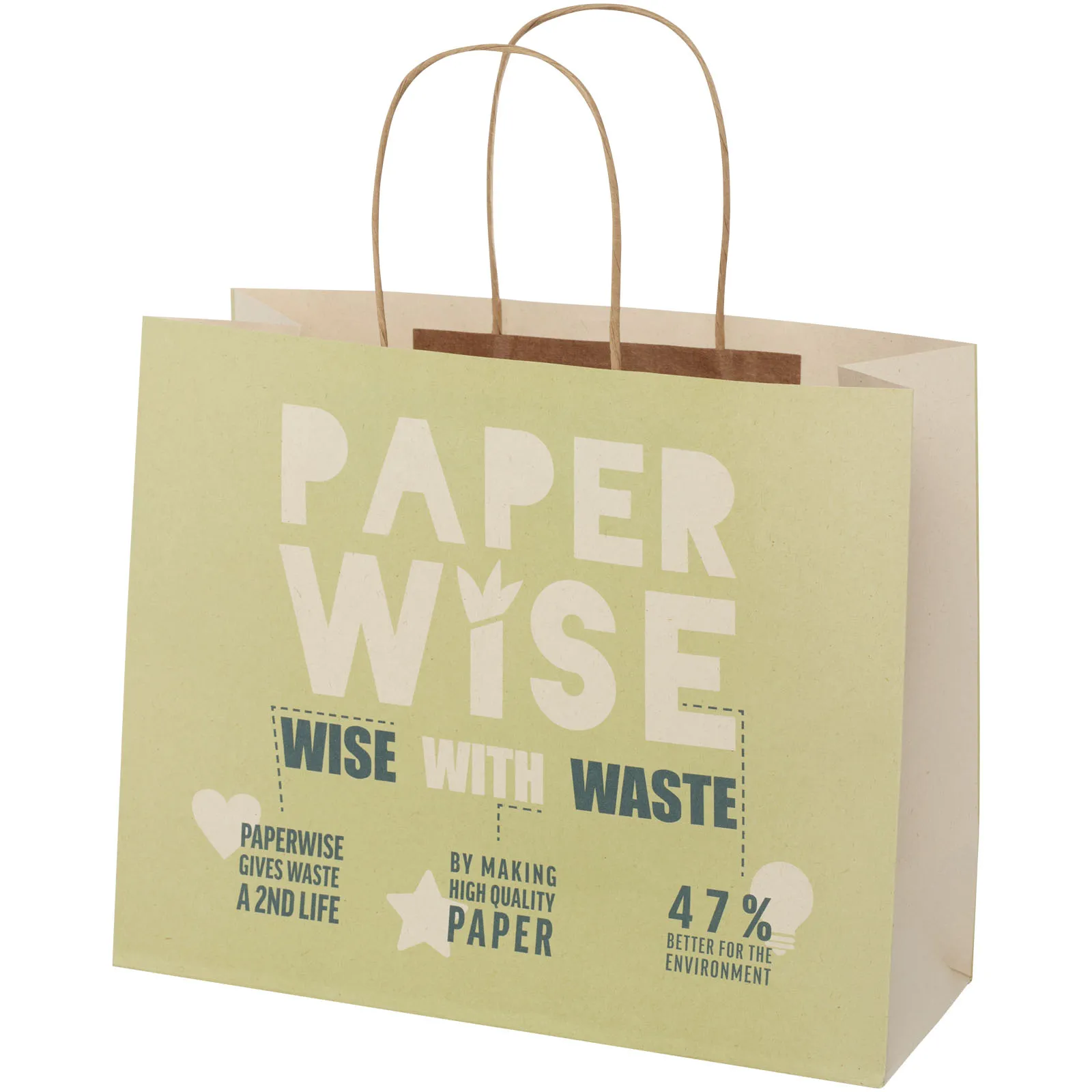 Agricultural waste 150 g/m2 paper bag with twisted handles - 31 x 12 x 25 cm
