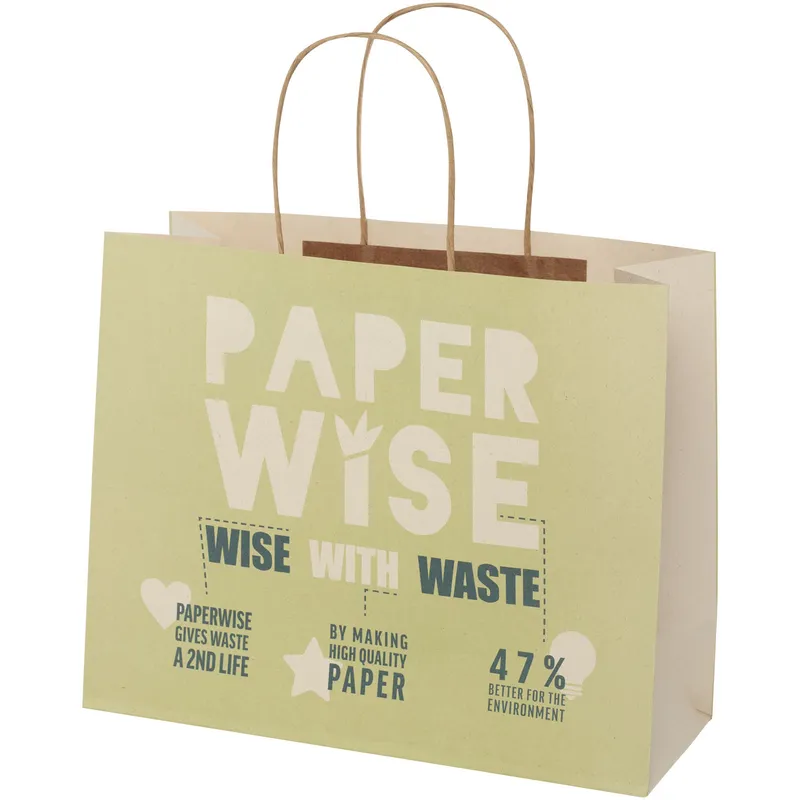 Agricultural waste 150 g/m2 paper bag with twisted handles - 31 x 12 x 25 cm