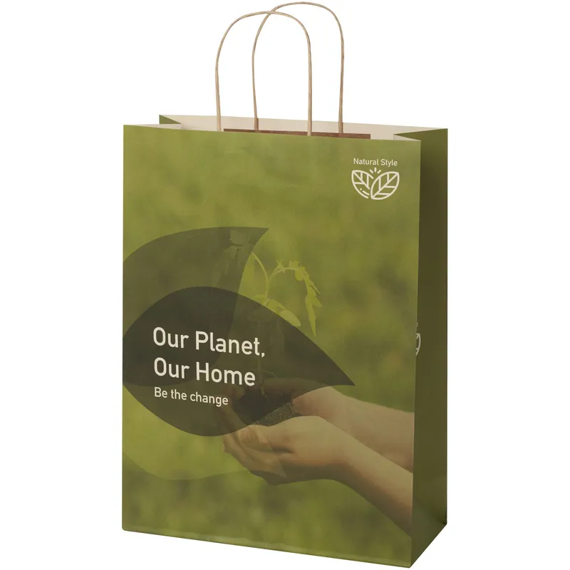 Agricultural waste 150 g/m2 paper bag with twisted handles - 31 x 12 x 41 cm