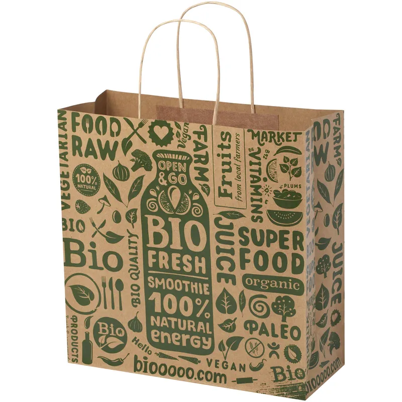 Kraft 120 g/m2 paper bag with twisted handles - 31 x 12 x 31 cm