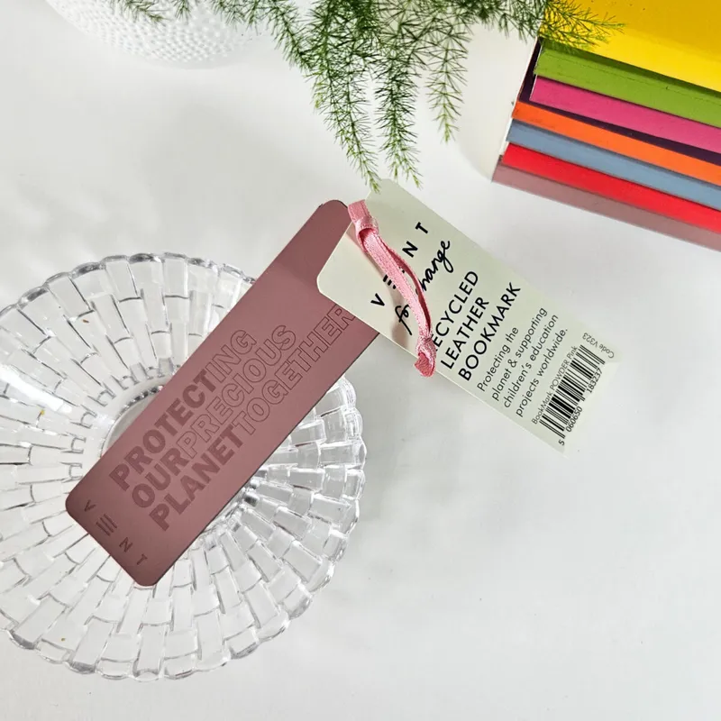 Recycled Leather Bookmark - Powder Pink (Luxury) New