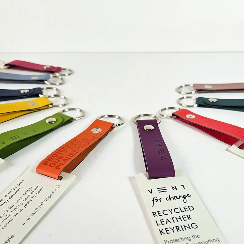 Recycled Leather Keyring - Powder Pink New