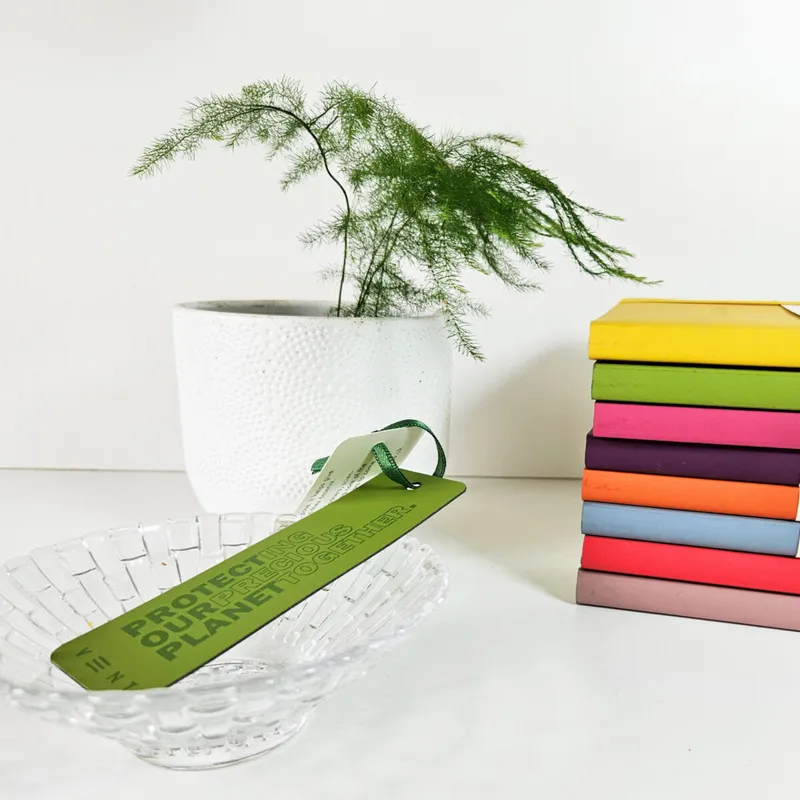 Recycled Leather Bookmark - Green