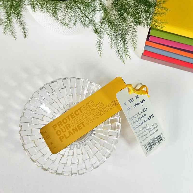 Recycled Leather Bookmark - Yellow