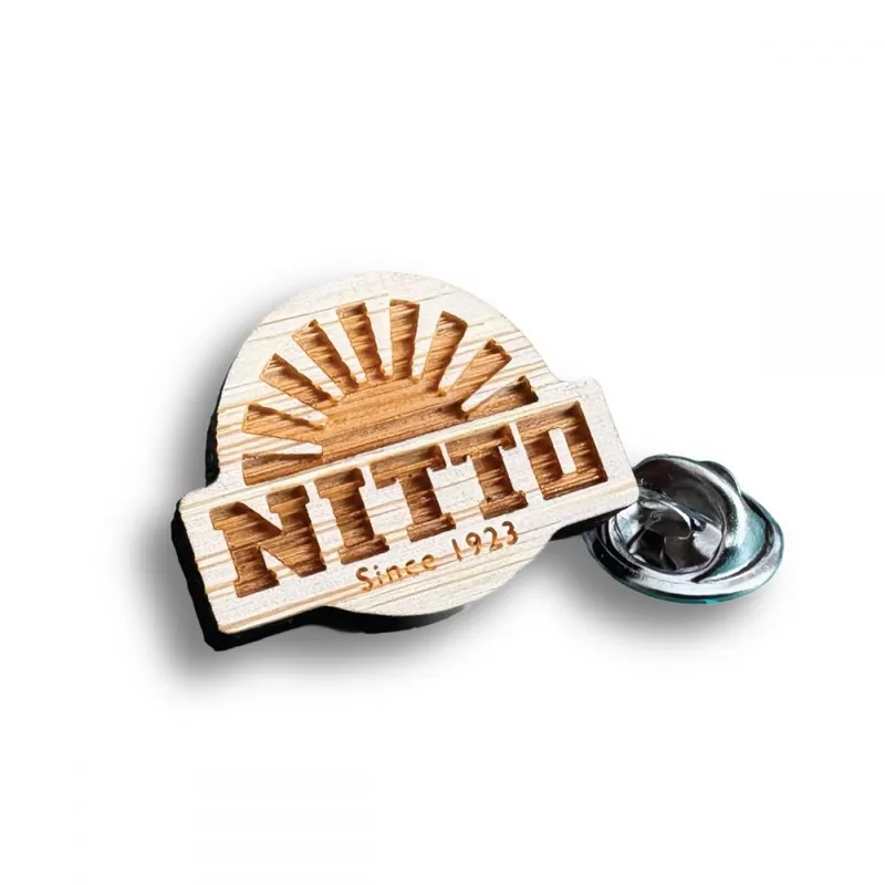 Engraved Bamboo Clutch Pin Badge (UK Made: Bespoke 25mm)