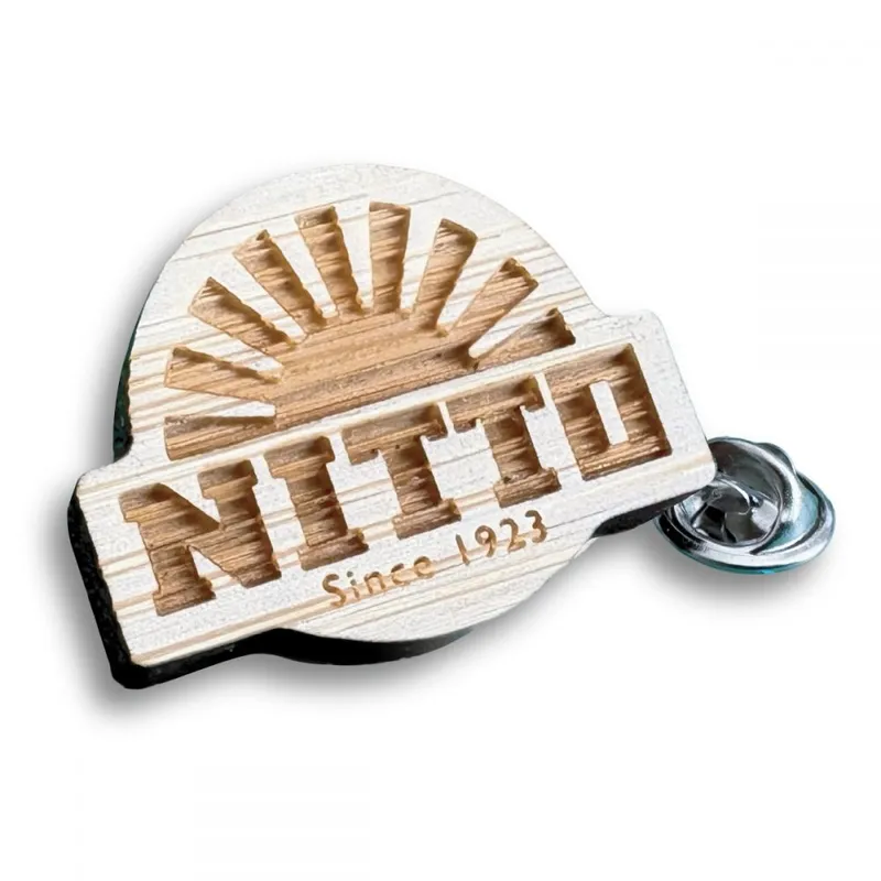 Engraved Bamboo Clutch Pin Badge (UK Made: Bespoke 35mm)