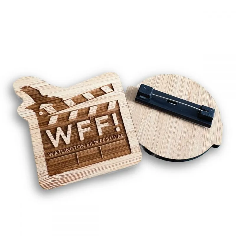 Engraved Bamboo Pin Badge (UK Made: Bespoke 70mm)