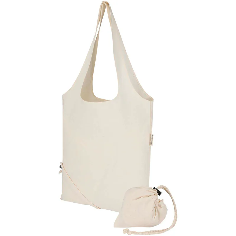 Madras Blend 140 g/m² GRS recycled foldable cotton tote bag 7L
