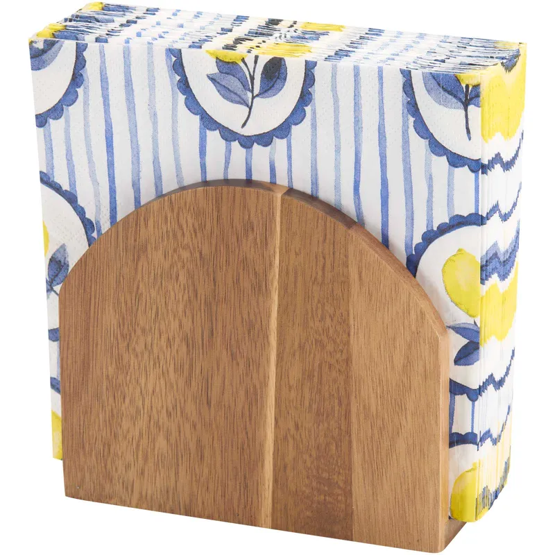 Charm acacia wood napkin holder